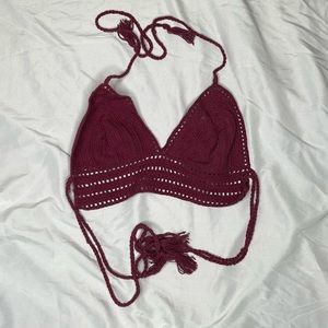 Hand Crochet Maroon Bralette